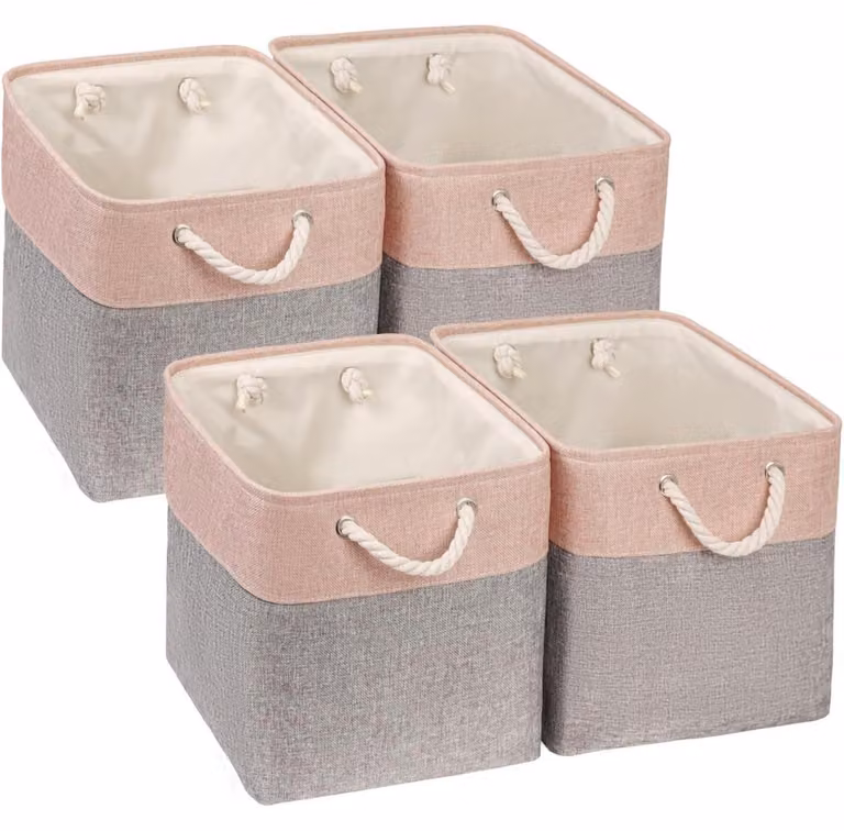 Contenitore in tessuto, 33x38x33 cm, grigio, set da 4