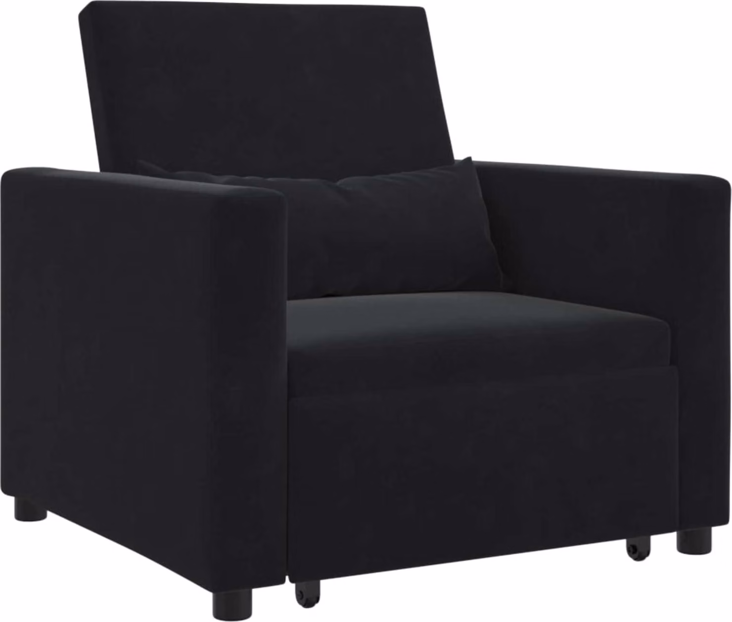 Divano letto estraibile singolo con ruote Nero Velluto