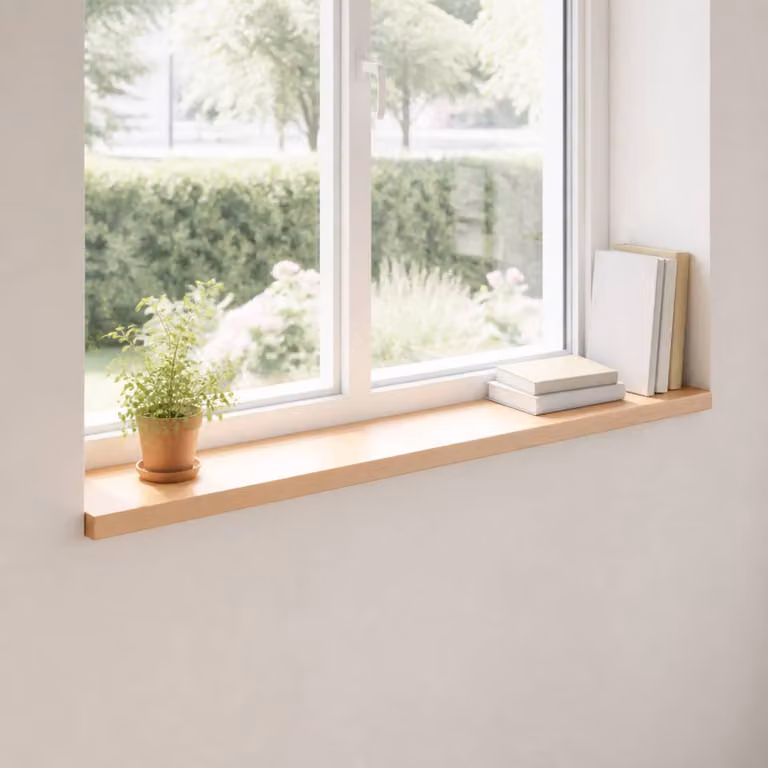 Set di 2 soglie per finestre vidaXL in legno naturale, colore beige/marrone, L 110 x P 15 x H 2 cm