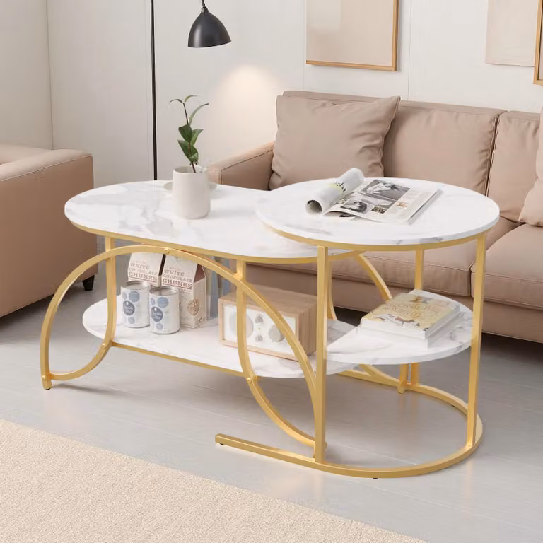Set di 2 tavolini moderni con spazio contenitore a 2 livelli