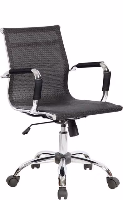 Poltrona da Ufficio Direzionale Dallas con Braccioli 54x62x92-102 cm in Rete Traspirante Nero