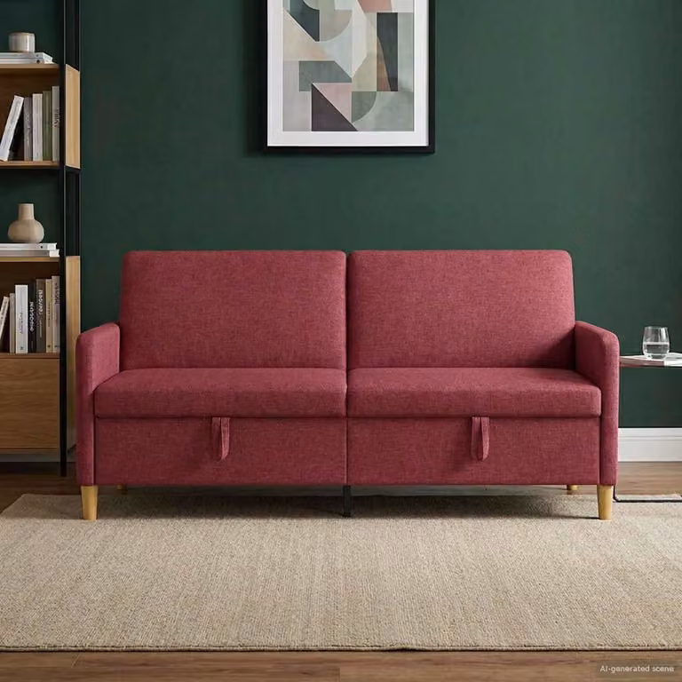 Divano moderno con funzione letto e contenitore vidaXL in tessuto rosso L: 192 cm, P: 78 cm, H: 87 cm