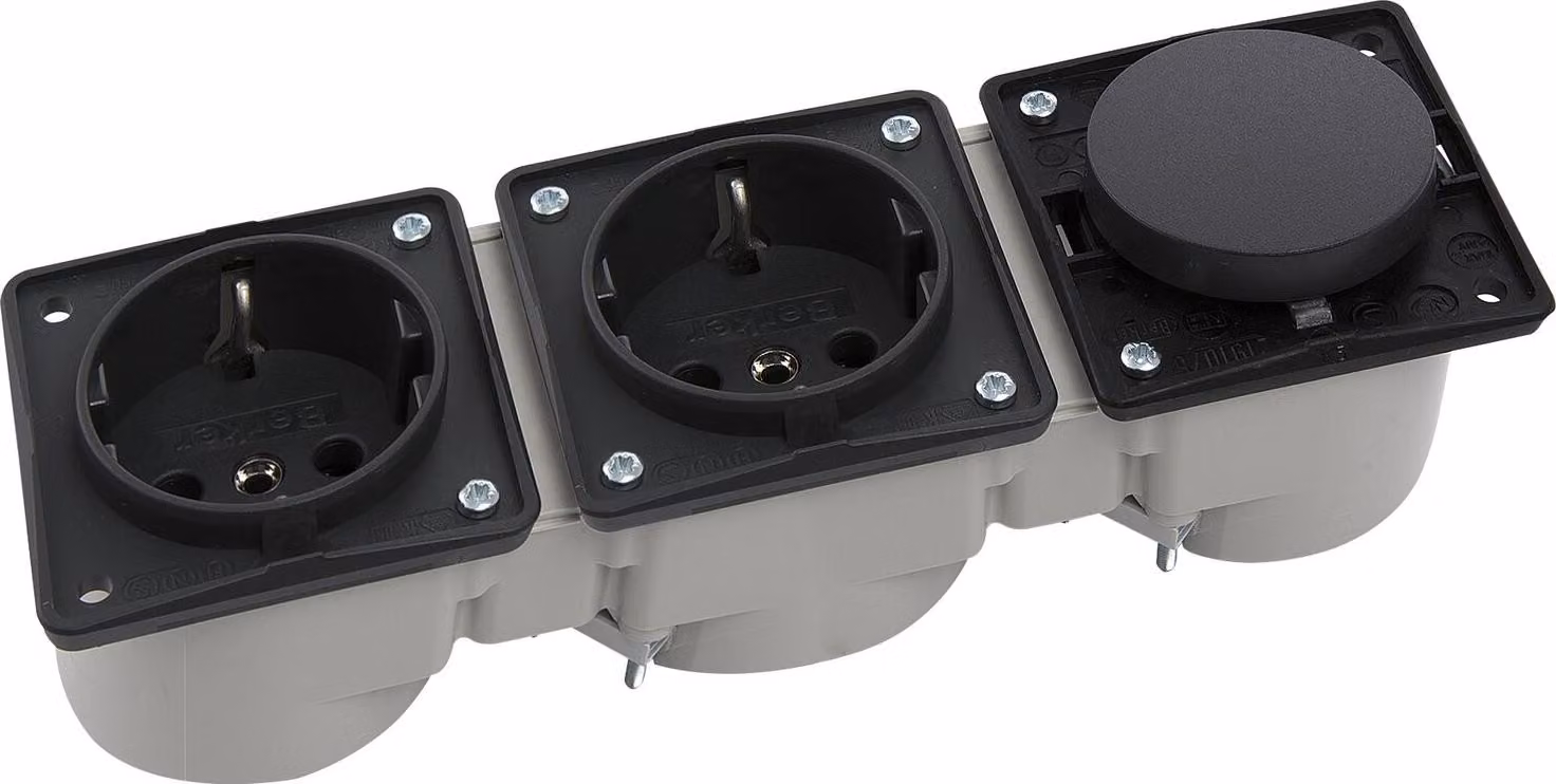 Presa doppia Berker Integro con interruttore - Presa da incasso con interruttore senza telaio, plastica antracite opaca