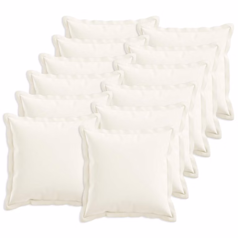 Set di 12 cuscini quadrati vidaXL HOUTEN bianchi in lino con fodera lavabile L/P/H: 40 x 40 x 40 cm