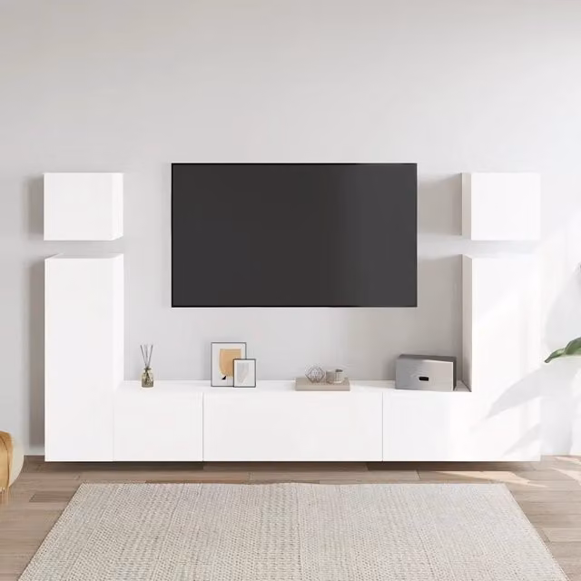 Set Mobili Porta TV 8 pz Bianco in Legno Multistrato 3078705
