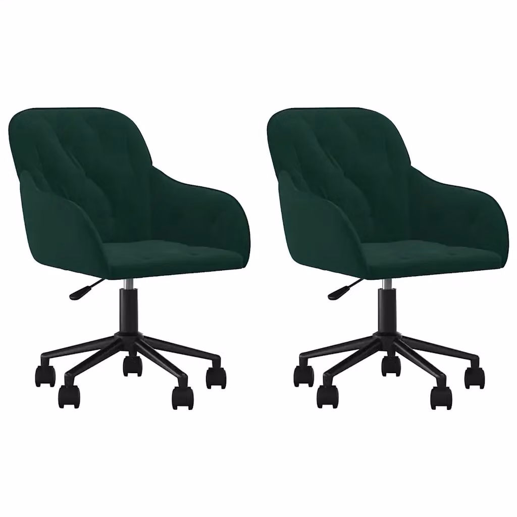 Set di 2 sedie da pranzo girevoli vidaXL in velluto verde con base in metallo e legno – 2