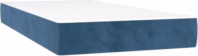 Materasso Ibrido a Molle Insacchettate in Velluto Blu e Bianco, Rigidità Media, L 80 cm x P 200 cm x H 20 cm