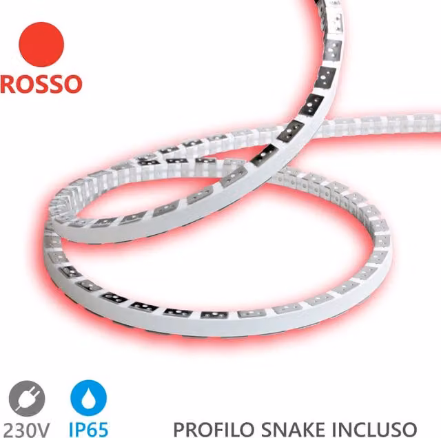 Alcapower Striscia LED Snake Flex in silicone rossa, lunghezza 5m, IP65, 230V, tecnologia SMD, collegabile