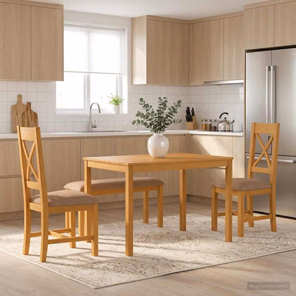 Set da pranzo moderno vidaXL in legno di quercia composto da tavolo rettangolare e sedute, colore grigio e marrone