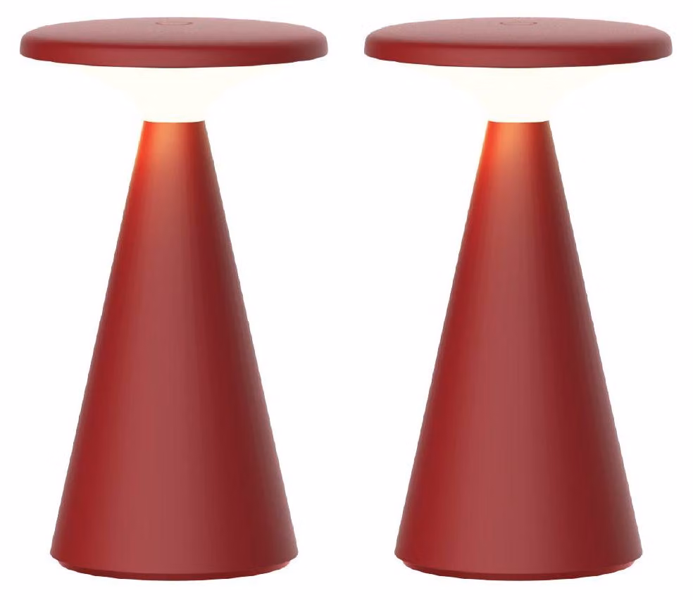 Luxus Europe - Lampada da tavolo Zakynthos - Set da 2 pezzi, colore bordeaux - Lampada da tavolo da esterno senza fili, ricaricabile
