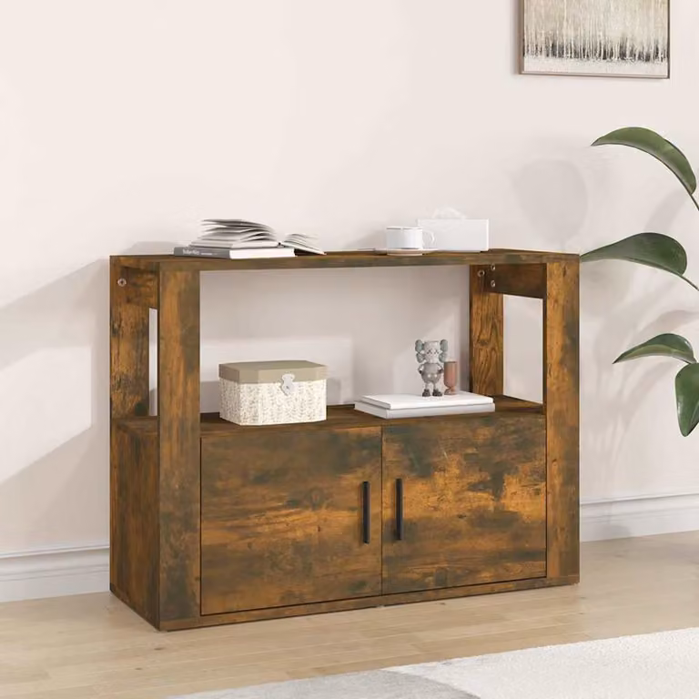 Credenza vidaXL in legno multistrato Rovere Fumo, L 80 cm x P 30 cm x H 60 cm