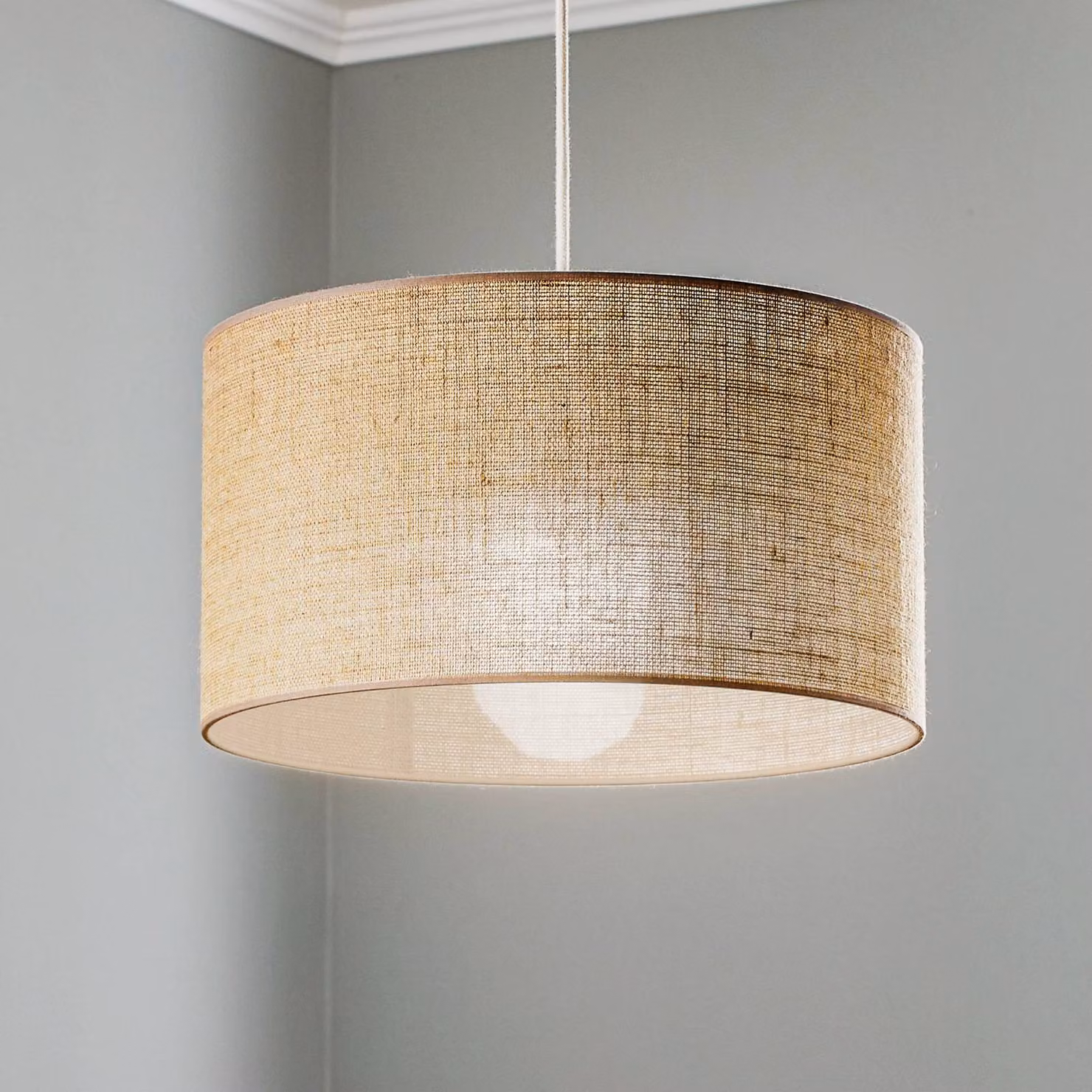 Lampada a sospensione Jute cylinder Duolla, dimmerabile, Marrone / Ruggine, Soggiorno / Sala da pranzo, Tessuto / Stoffa / Seta, Campagna / Rustiche, Lampada a sospensione