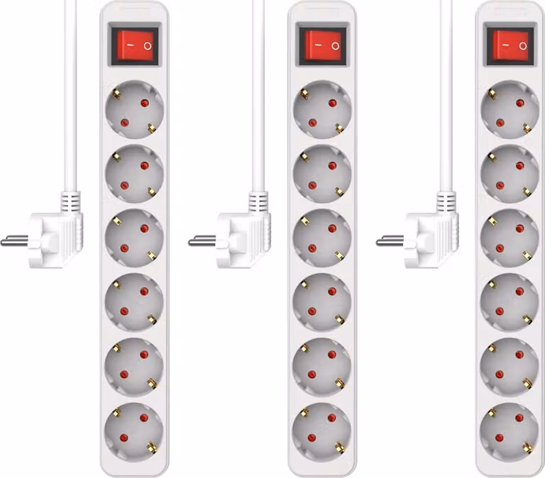 Set da 3 prese multiple ELRO ES106, con 6 prese, interruttore e cavo da 1,5 metri – Adatto ai bambini