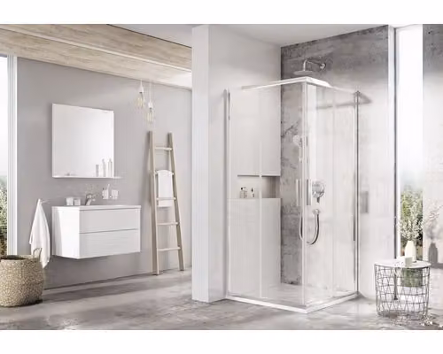 Cabina doccia con ingresso ad angolo RAVAK BLSRV2-80 alluminio lucido+trasparente