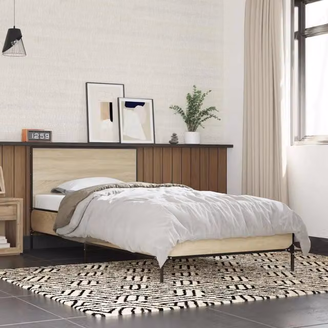 Struttura letto con testata-Giroletto Rovere Sonoma 80 x 200 cm 599088