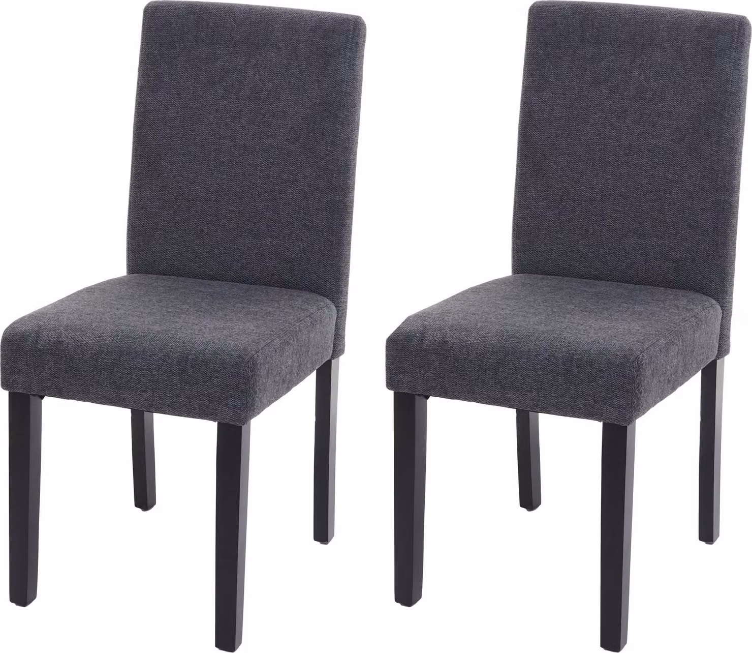 Set di 2 sedie da sala da pranzo Sedie da cucina classiche e intramontabili | A x L x P 90 x 43 x 56 cm | Altezza seduta 45 cm | Tessuto | Gambe scure | Grigio antracite