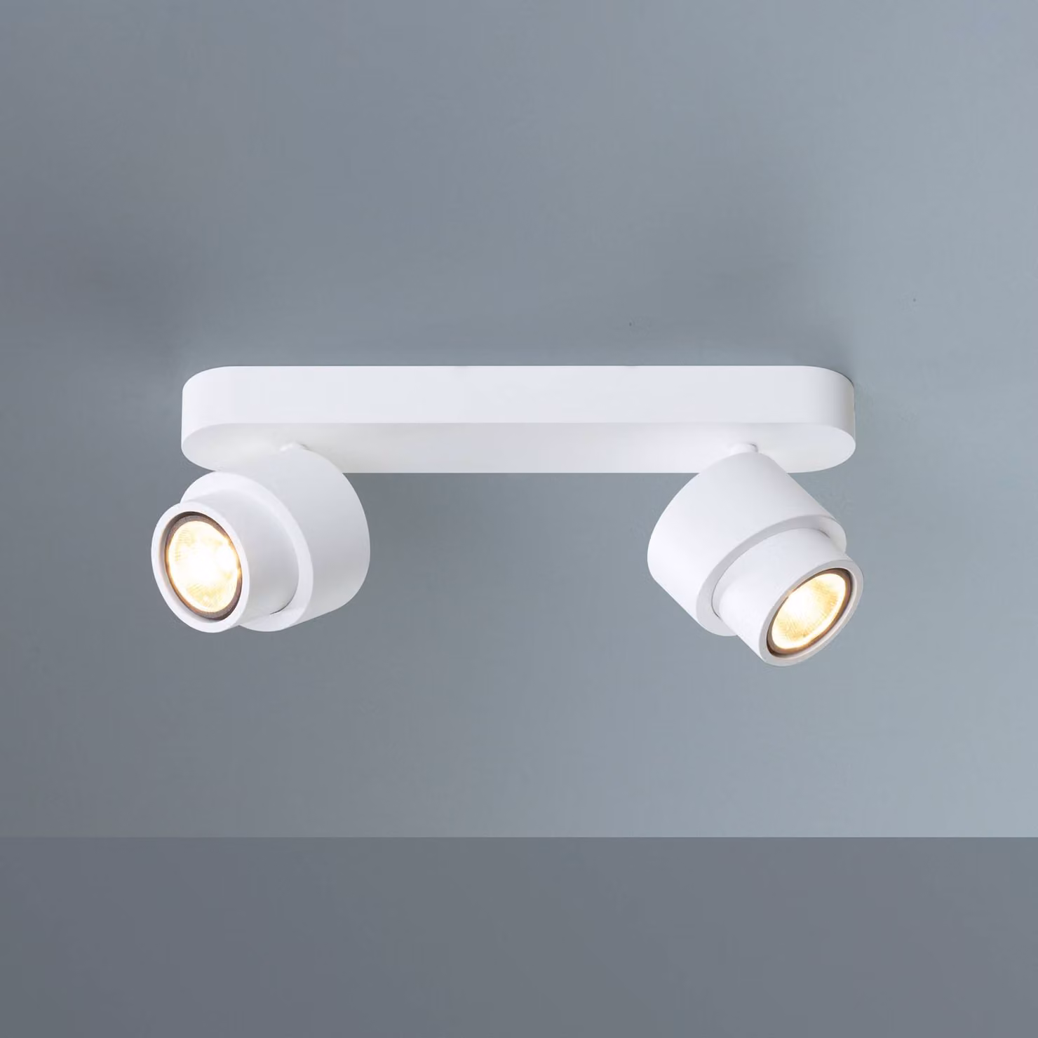 Escale Faretto LED BRUSH, bianco, 30 cm, a 2 luci, metallo, dimmerabile, 2.700 K dimmerabile, Bianco / Opale, Soggiorno / Sala da pranzo, Alluminio, Moderno, Downlight