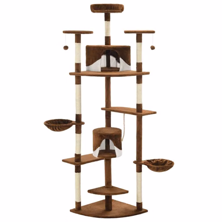 The Living Store Tiragraffi per gatti con tiragraffi in sisal 203 cm Marrone e bianco