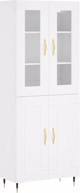 Credenza | Madia | Buffet da pranzo | Armadio da pranzo Bianca 69,5x34x180 cm in Legno Multistrato