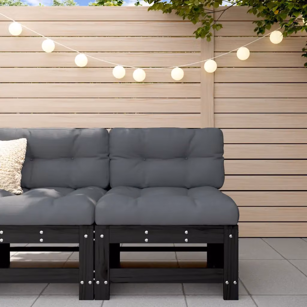 vidaXL Divano da Giardino in Legno Massello di Pino Nero e Grigio con Stile Rustico