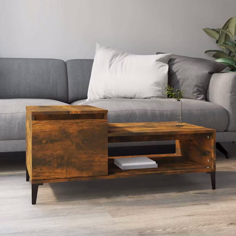 vidaXL Tavolino da Salotto Moderno in Legno e Metallo, Colore Marrone, L 100 x P 50 x H 45 cm