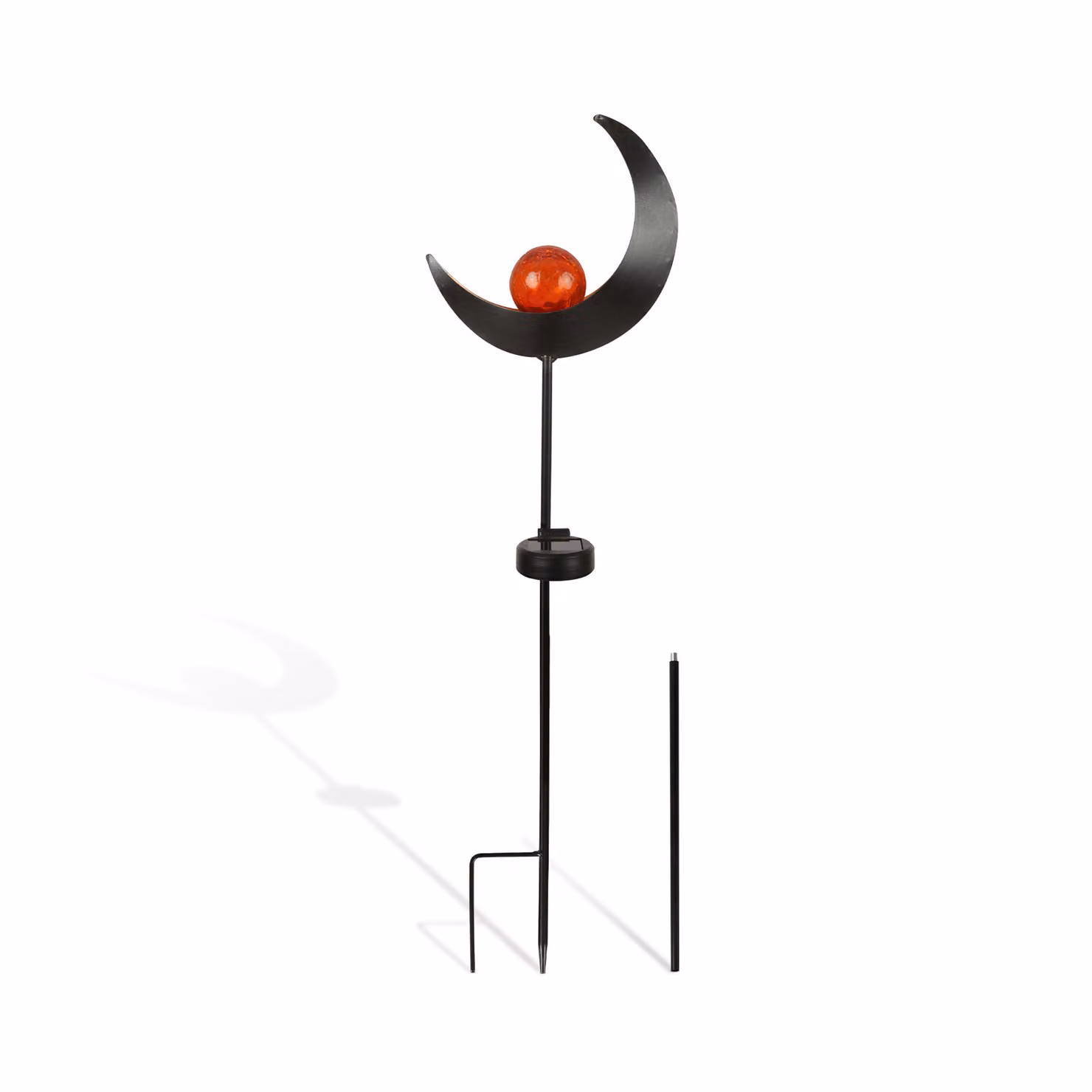 Lampada solare da giardino a forma di mezzaluna – Lampada a LED con effetto fiamma, resistente alle intemperie, in metallo; lampada solare da esterno; decorazione da giardino con effetto fiamma