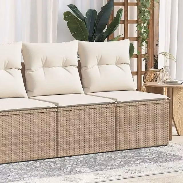 Set divano da giardino 2 posti vidaXL in polyrattan con cuscini beige e coperture rimovibili