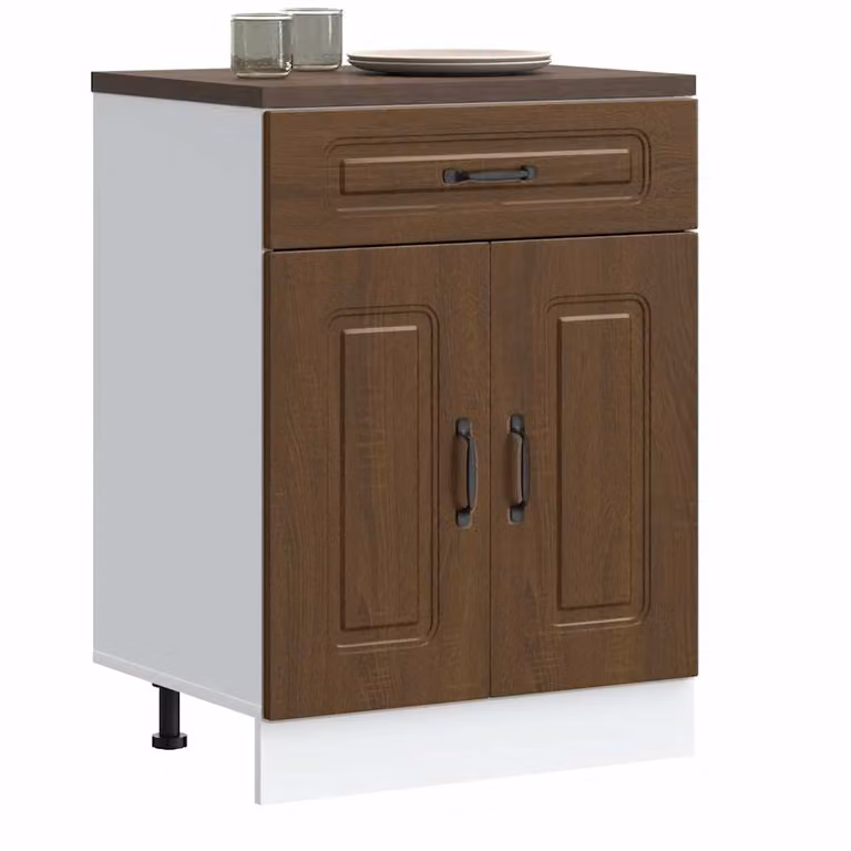 Base da cucina moderna vidaXL Kalmar Rovere Marrone in legno, L: 60,0 cm, P: 46,0 cm, H: 81,5 cm