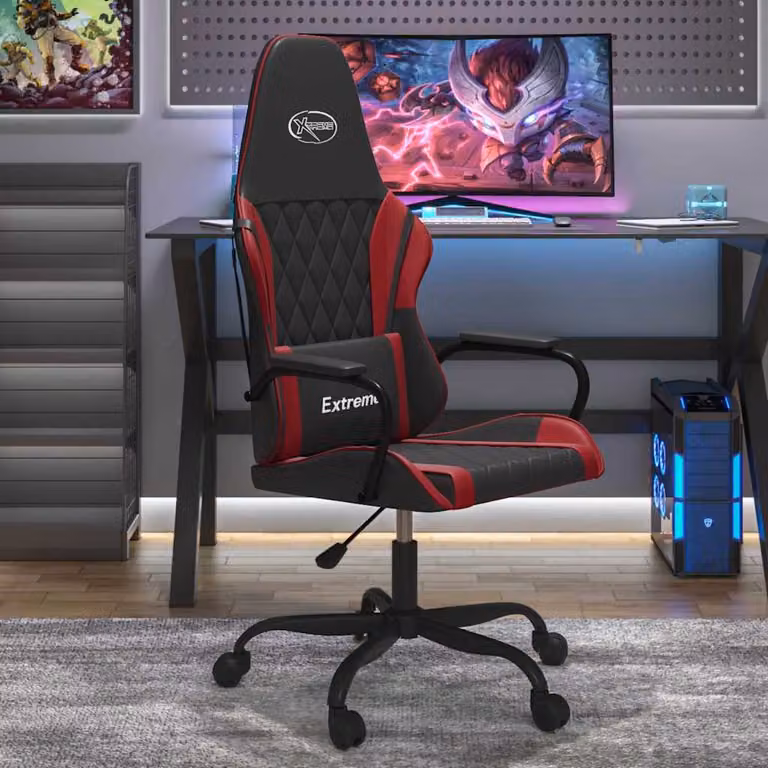 Sedia Gaming vidaXL in Similpelle Nero e Rosso con Poggiatesta e Ruote