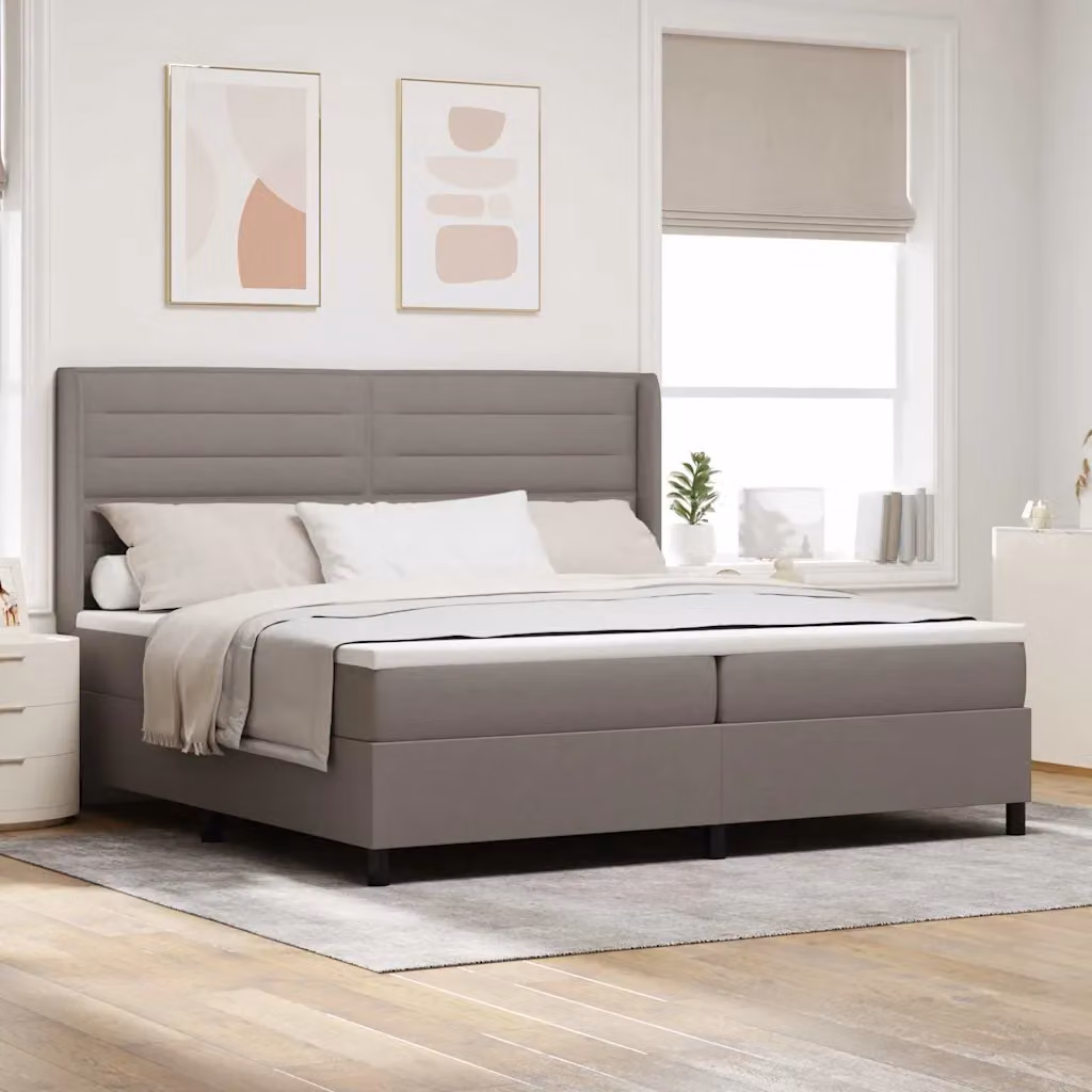 Letto ibrido con molle e schiuma vidaXL in tessuto beige e grigio L/P: 200 x 200 cm