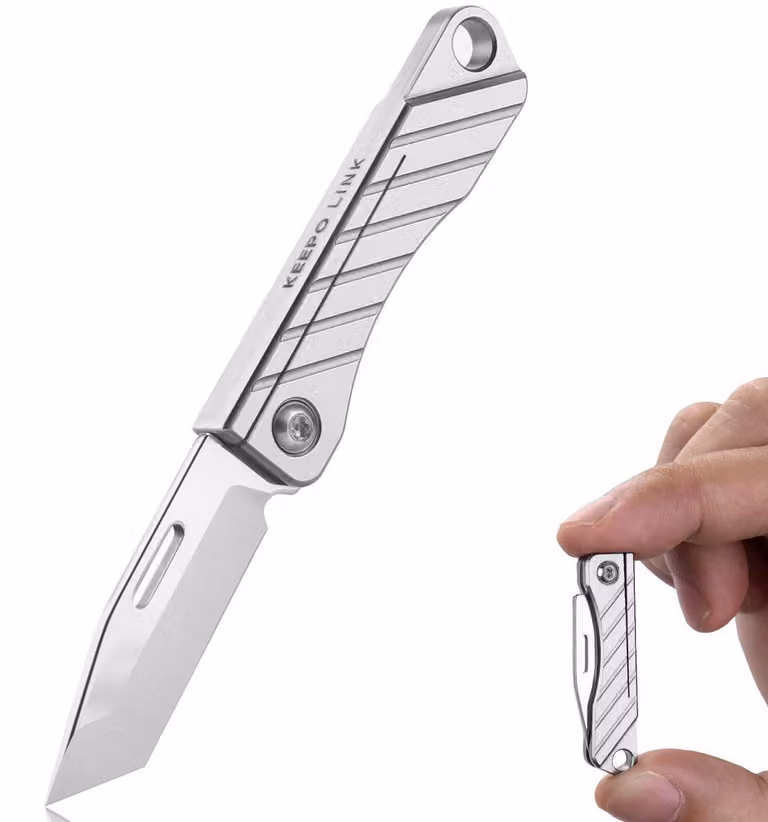 Mini coltello tascabile in titanio, portachiavi, multiutensile, lama pieghevole, strumento EDC, per uomo, ideale per escursioni, emergenze