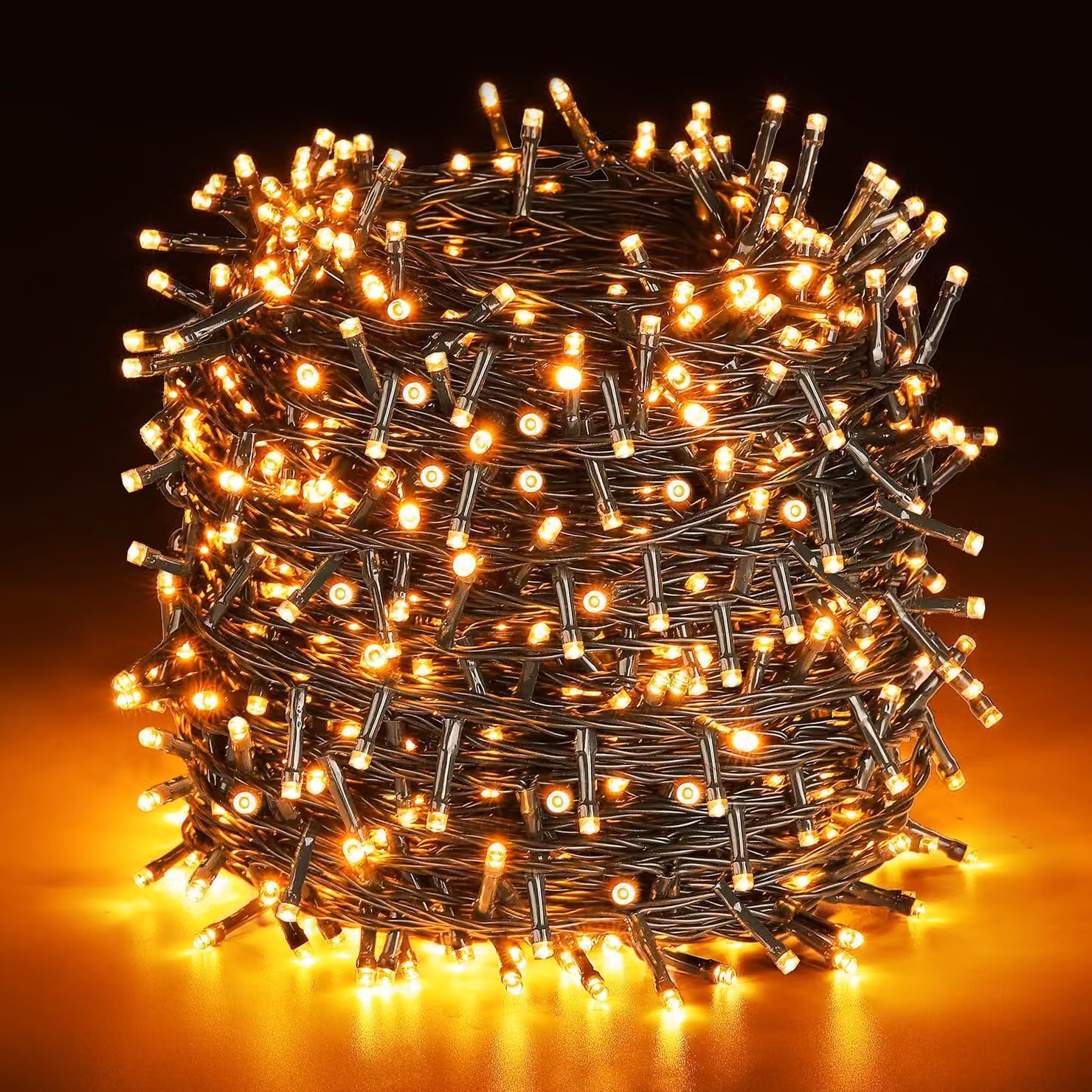 Catena luminosa da 100 metri, con 1000 LED, 8 modalità, luce bianca calda, grado di protezione IP44