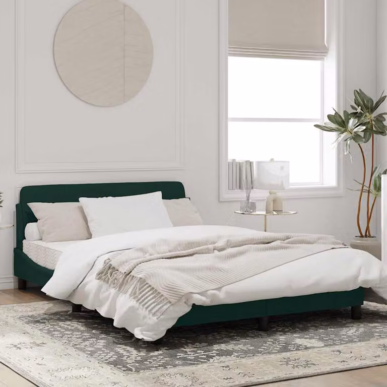 Giroletto vidaXL Dover in Velluto Verde con Struttura in Legno e Metallo L/P/H: 140 x 190 x 74,5 cm