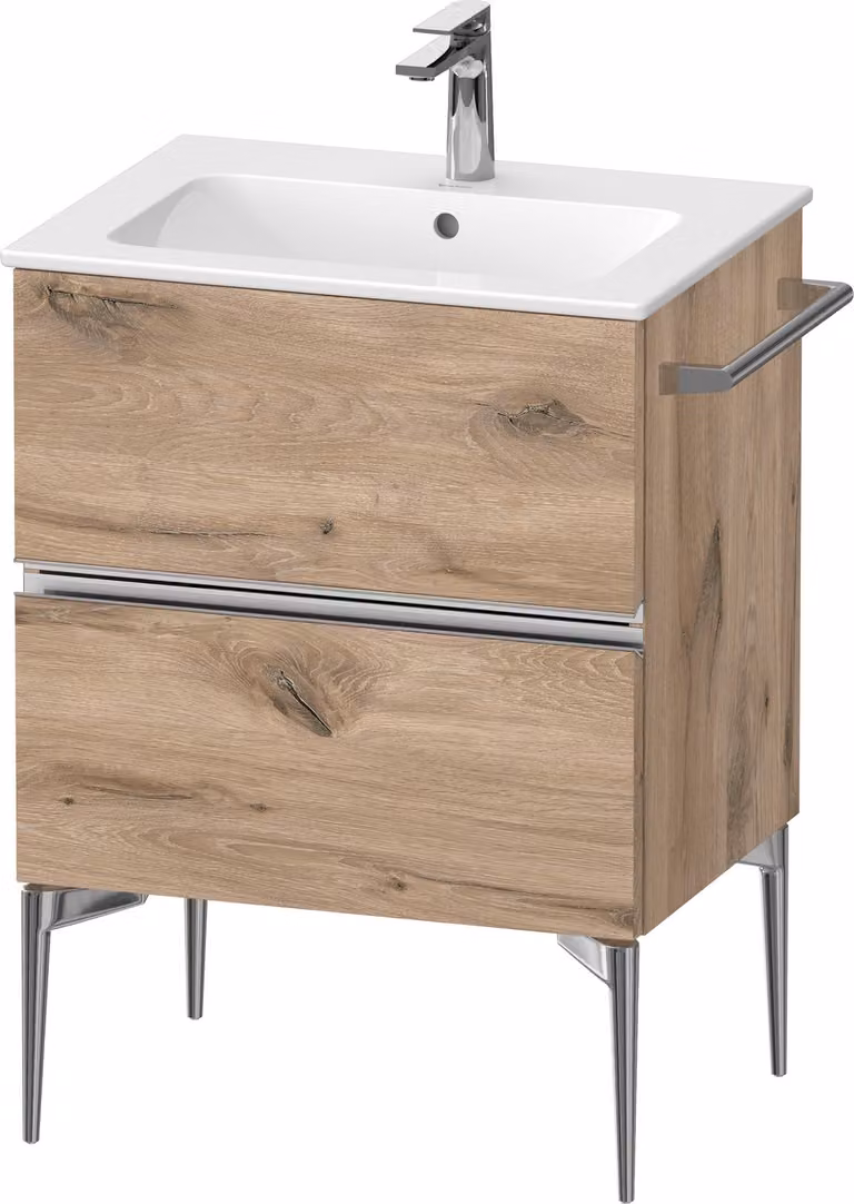Duravit Sivida bâti-support pour lavabo, 2 tiroirs, poignée profilée chromée, 610x477x591mm, pour ME by Starck, SV4643010550000, SV4643010550000