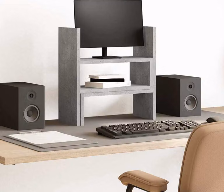 Maison Exclusive - Organizer da scrivania regolabile, grigio cemento, 40x17x41 cm