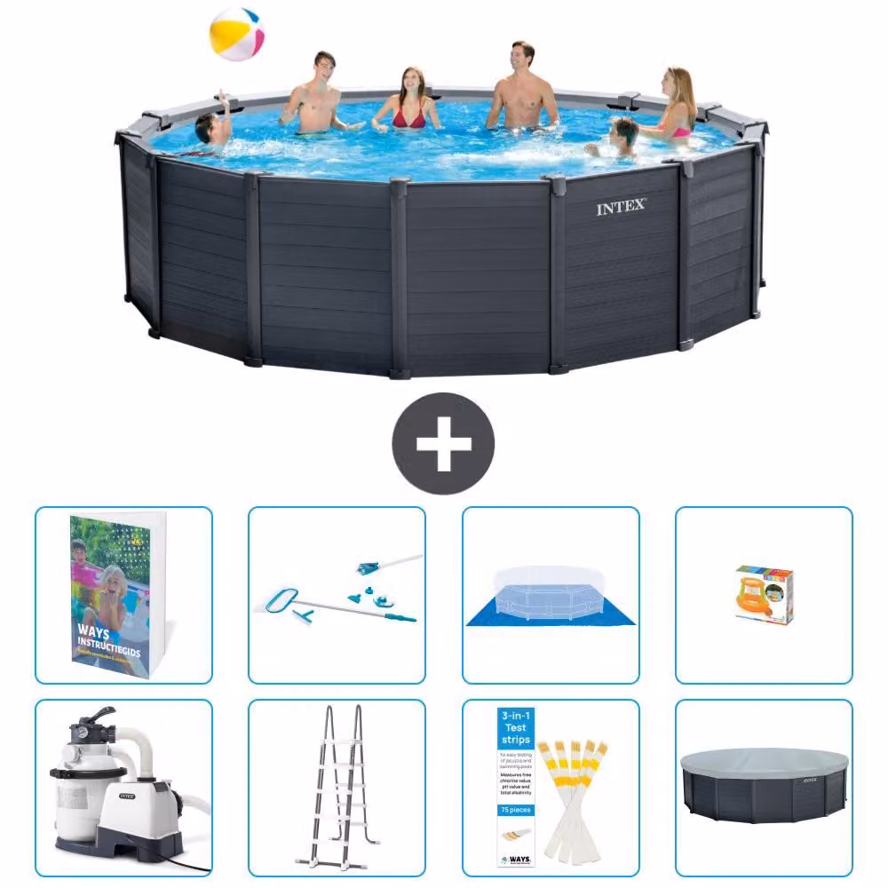 Pannello per piscina in grafite, modello Rund - 478x124 cm - composto da 7 elementi, codice S647