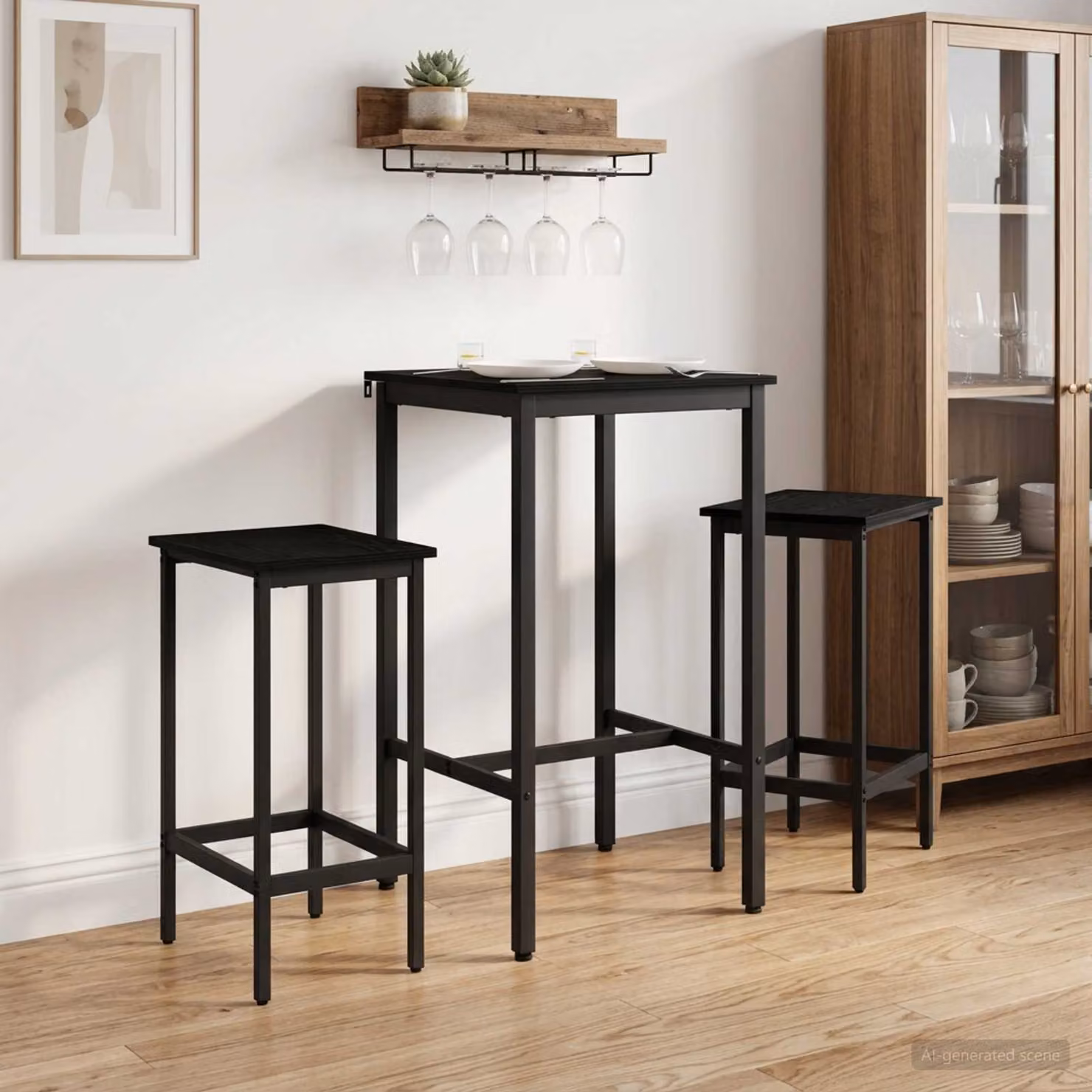 Set di 2 sgabelli da bar vidaXL moderni in nero con finitura opaca L: 40 cm, P: 32 cm, H: 64 cm