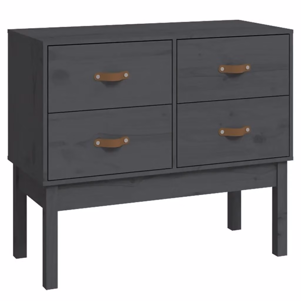 Mobile Consolle in Legno di Pino Grigio Stile Rustico L: 90 cm, P: 40 cm, H: 78 cm – 2
