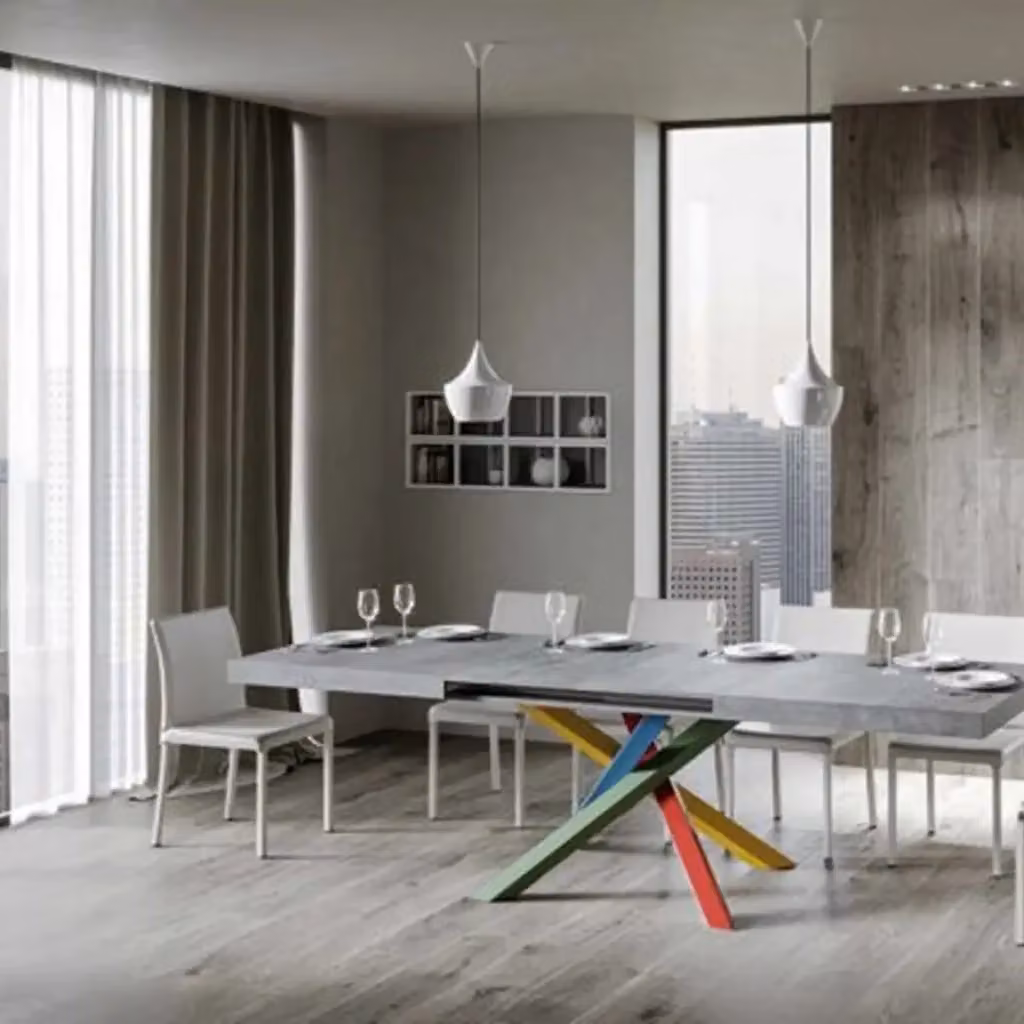 Tavolo allungabile Itamoby Volantis rettangolare colore grigio con gambe a X in metallo L/P: 140/400 x 90 cm – 2