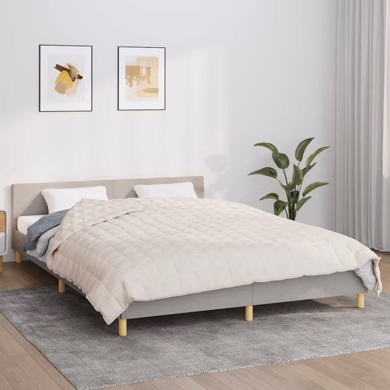 Coperta Ponderata vidaXL in Microfibra e Cotone, Colore Beige, L 220 cm x P 235 cm, 11 kg