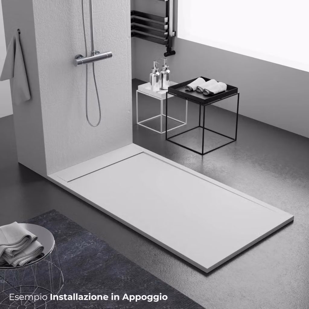 Piatto doccia rettangolare Bonussi Kamet in acrilico bianco antiscivolo L: 160 cm, P: 70 cm – 2