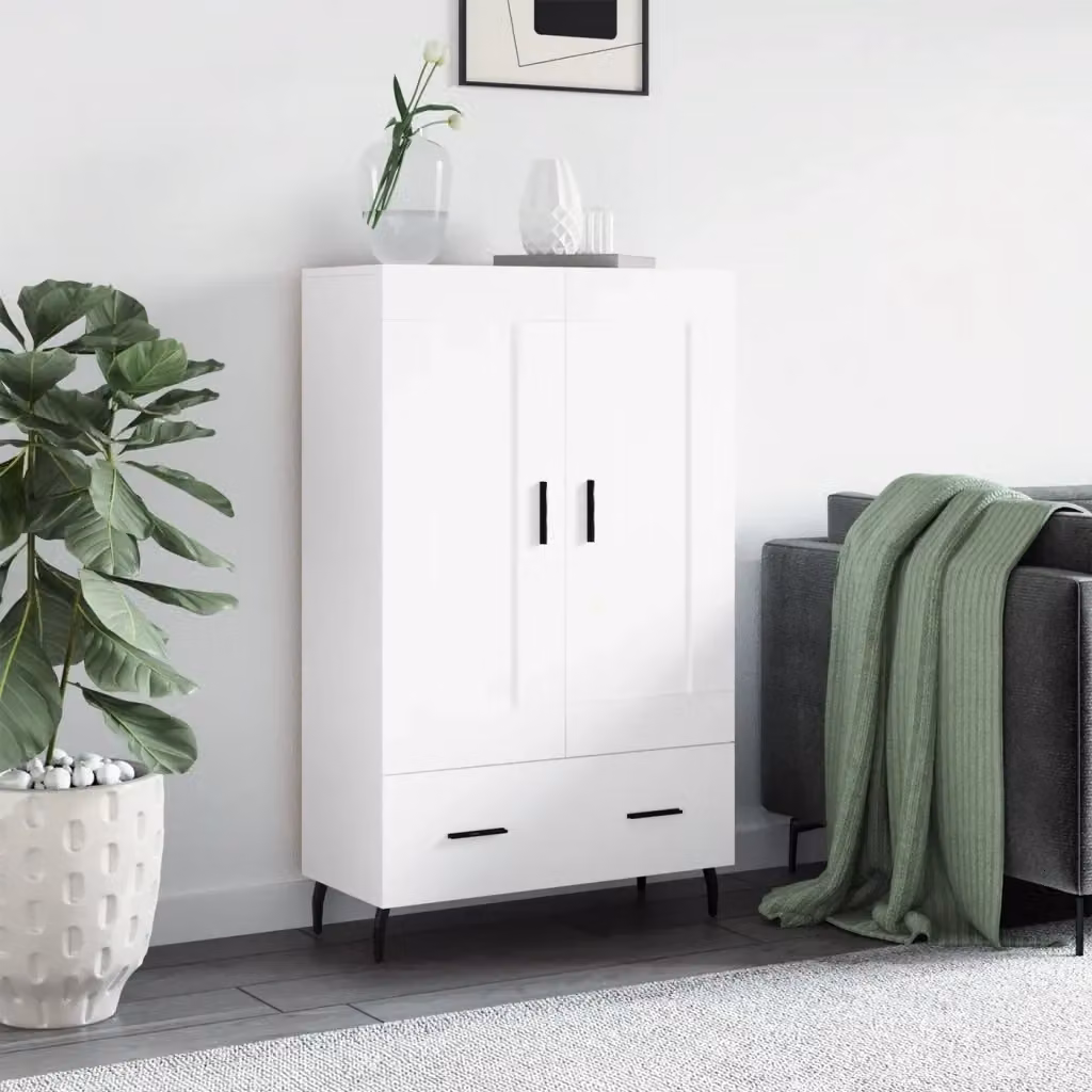 Credenza moderna bianca in legno multistrato per sala da pranzo L: 69,5 cm, P: 31 cm, H: 115 cm – 2