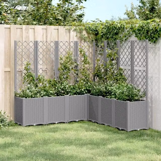 Fioriera da giardino con traliccio Videx in plastica grigio chiaro L/P/H: 160 x 160 x 140 cm – 1