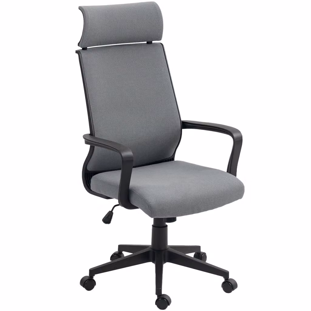 Sedia da ufficio ergonomica Minimal Grigia con schienale imbottito, braccioli, ruote e seduta in tessuto, L: 60.5 cm, P: 60.5 cm, H: 120 cm – 2