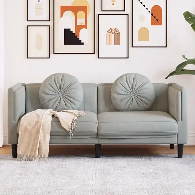 Divano a 2 posti moderno vidaXL in velluto grigio con cuscini inclusi L: 173.5 cm, P: 77.0 cm, H: 70.0 cm