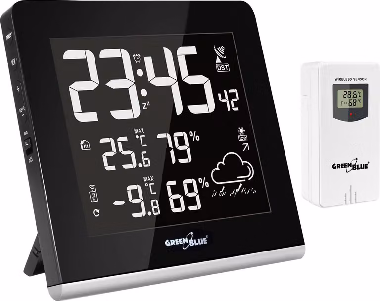 Stazione meteorologica wireless sensore termometro da esterno previsioni del tempo display a colori 9 colori