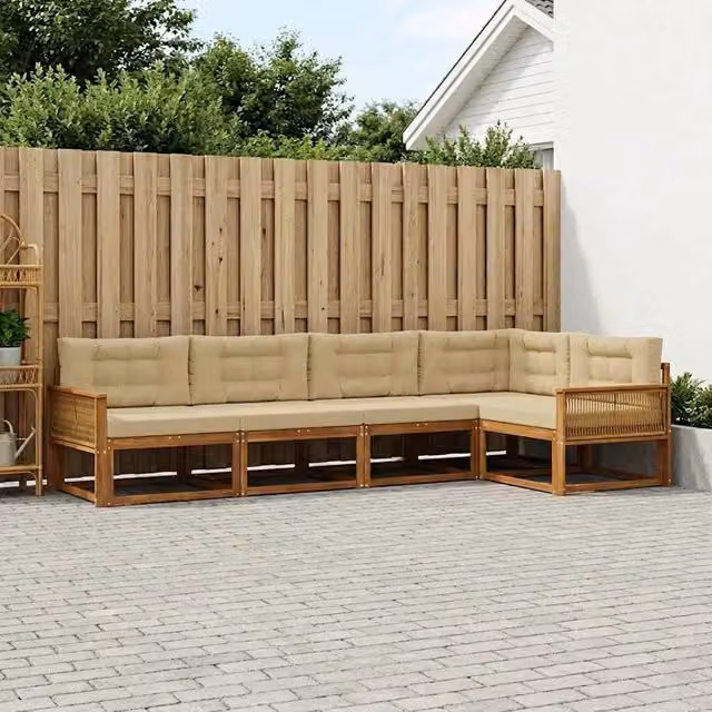 Set di divani da esterno 5 pz Naturale e Beige 3382571