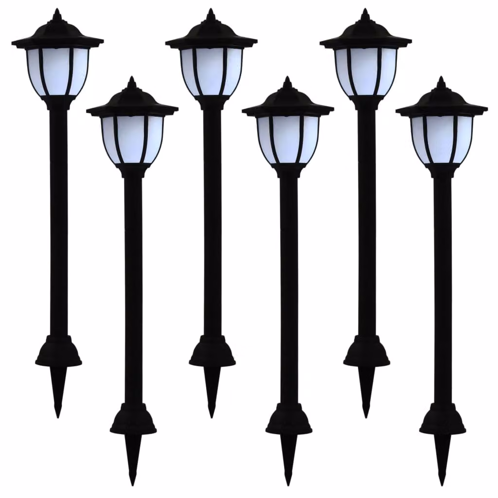 The Living Store Luci solari da esterno 6 pz. LED nero