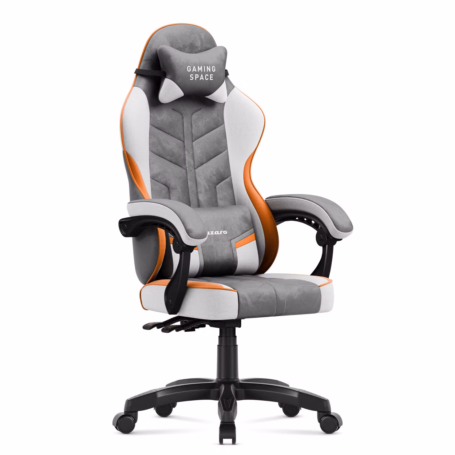 Sedia da gioco Huzaro Force 2.7 Grey - sedia girevole ergonomica in velluto con schienale regolabile, cuscino lombare e poggiatesta, fino a 140 kg