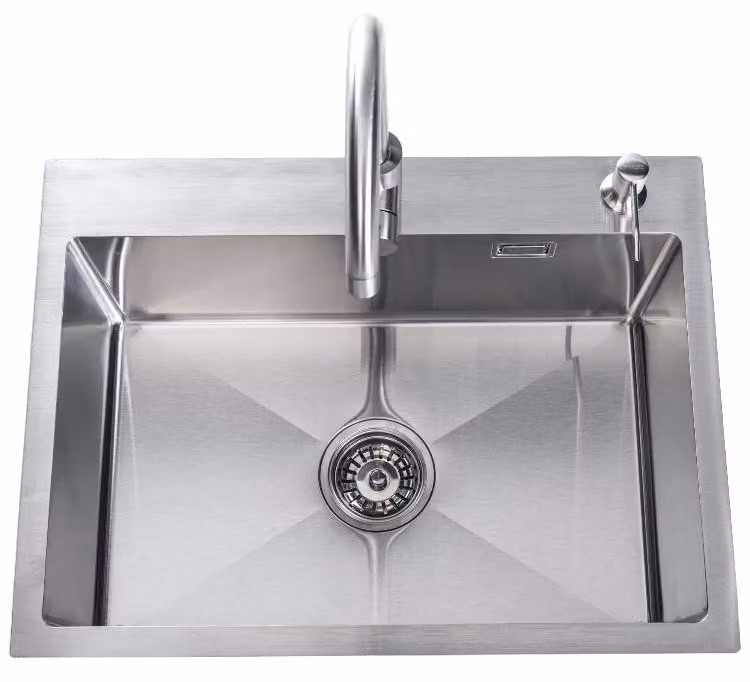 Lavandino online Lendo 59x44 cm in acciaio inox con rubinetto e dispenser